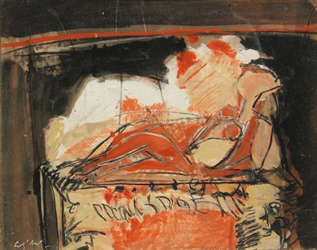 Giorgio CELIBERTI Udine 1929 Omaggio agli etruschi, tecnica mista su...