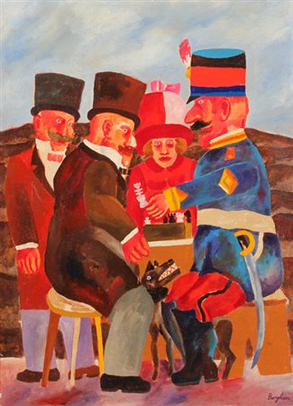 Franz BORGHESE Roma 1941 - Roma 2005 Senza titolo, olio su tela, cm. 70 x 50,...