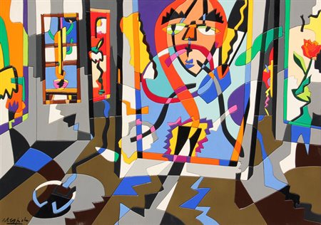 Ugo NESPOLO Mosso Santa Maria (Bi) 1941 Anche Macintosh al museo, acrilico su...