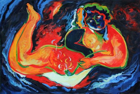 Mimmo GERMANA' Catania 1944 - Busto Arsizio 1992 Fumatrice, 1990, olio su...