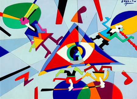 Ugo NESPOLO Mosso Santa Maria (Bi) 1941 Uno e trino, acrilico su legno...