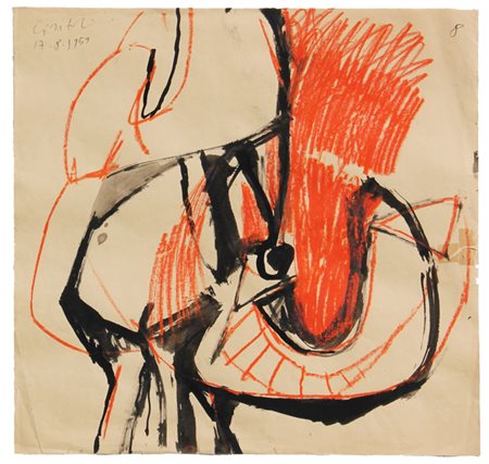 Claudio CINTOLI Imola, 1935 - Roma, 1978 Senza titolo, 1959, tecnica mista su...