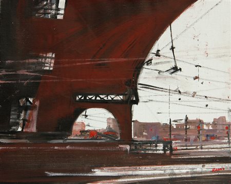 Alessandro RUSSO Catanzaro, 1953 Stazione rossa, 2014, olio su tela, cm. 40 x...