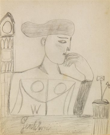 Franco GENTILINI Faenza 1909 - Roma 1981 Senza titolo, matita su cartoncino,...