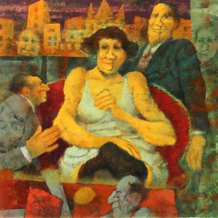 Remo SQUILLANTINI Stia 1920 - Firenze 1996 Incontri, 1993, olio su tavola,...