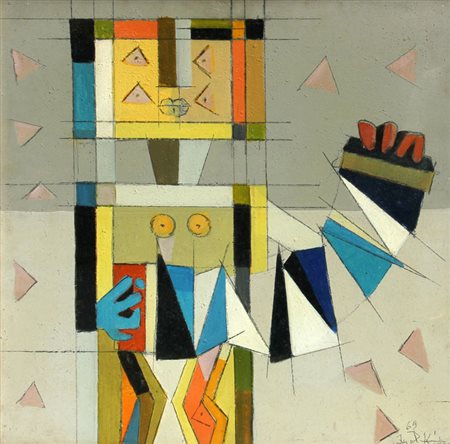 Ibrahim KODRA Tirana 1918 - Milano 2006 Idolo, 1969, olio e tecnica mista su...