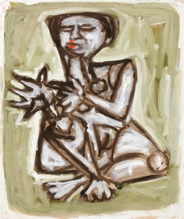 Giuseppe MIGNECO Messina 1908 - Milano 1997 Senza titolo, 1963, olio su carta...