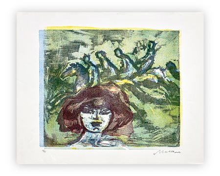 MINO MACCARI (1898-1989) - Nonna e cavalieri, 1970