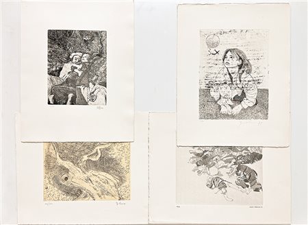 AUTORI VARI (STEFFANONI, QUATTRUCCI, LECOQ E CATTANEO) - Lotto unico di 4 opere