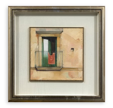 SERGIO GIANNINI (1927) - Balconcino con panno rosso, 1984