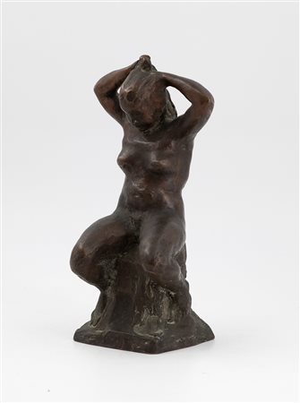 PRIMO CONTI (1900-1988) - Senza Titolo (Piccolo nudo di fanciulla che si tiene i capelli), 1967