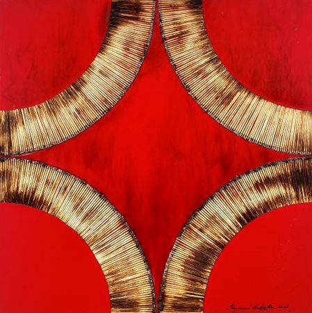 Bernard Aubertin “Dessin de Feu sur table rouge” 2008