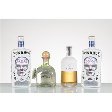 KAH, SILVER PATRON, VIVIR, Quattro bottiglie di Tequila