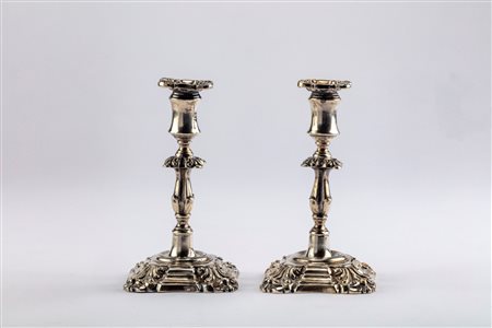 Coppia di candelieri a una fiamma,  Italy, first half of the 20th century