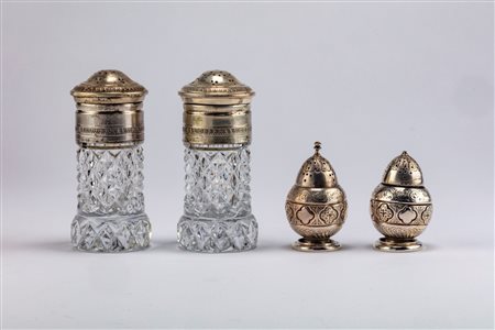 Due coppie di piccole saliere, Italy, 20th century