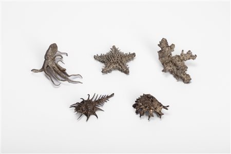 Lotto di cinque oggetti a tema marino , Second half of the 20th century