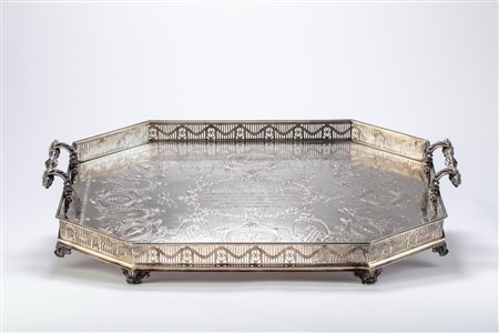 Martin  Hall & Co - Grande vassoio ottagonale, City of Sheffield, 1880-81
