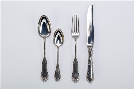 Servizio di posate da sei posti e sei cucchiaini da tè, Italy, first half of the 20th century