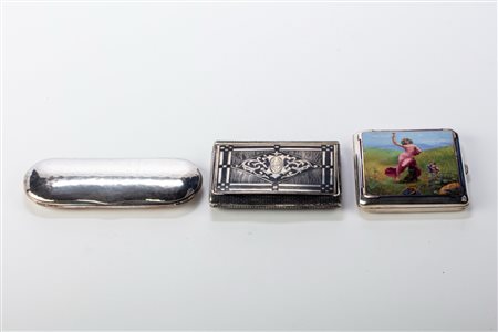 Due porta sigarette e un porta occhiali, Italy, early 20th century