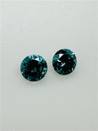 2 DIAMANTI NATURAL POLISHED 0,38 FANCY BLU INTENSO* - SI - AI30701 - 4A