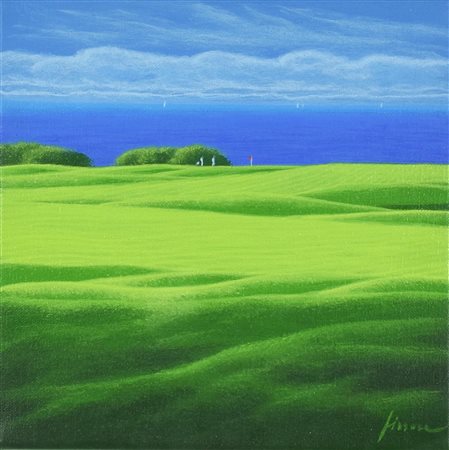 Daniele Fissore (1947 - 2017) MARE E GREEN, 2007 acrilico su tela, cm 20x20...