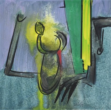 Sergio Dangelo (1932 - 2022) LA LUCE VERDE acrilico e tempera su tela, cm...