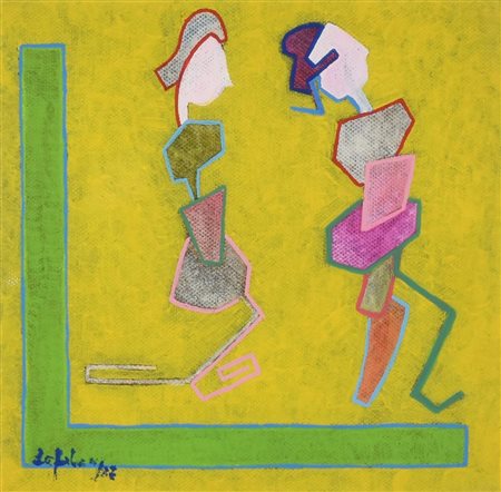 Ciro De Falco (1930) IL VOLO, 2007 acrilico su tela, cm 20x20 firma e data...