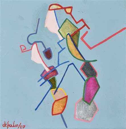 Ciro De Falco (1930) FRAMMENTO 5 DUE META', 2007 acrilico su tela, cm 20x20...