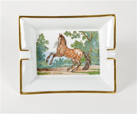 Hermès  
Posacenere in ceramica policroma 
 Cm 15,5x19x4