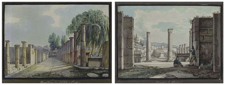 SCUOLA NAPOLETANA DEL XIX SECOLO Quartiere dei soldati a PompeiTempio di...