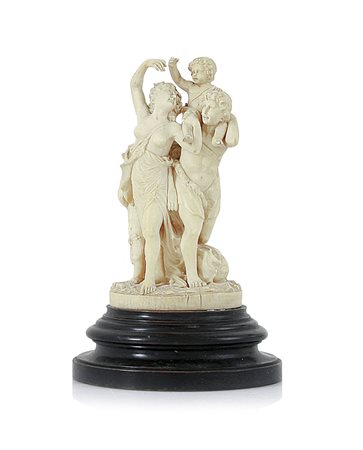 AVORIO EUROPEO GRUPPO IN AVORIO, XIX SECOLO, raffigurante scena mitologica su...