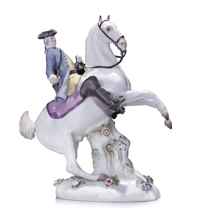 MEISSEN GRUPPO IN PORCELLANA, MEISSEN, FINE XIX SECOLO, raffigurante soldato...