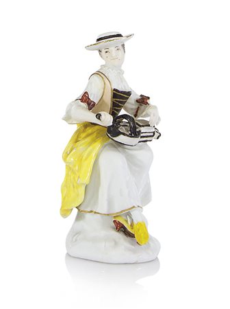 MEISSEN FIGURA IN PORCELLANA, MEISSEN, 1750, raffigurante suonatrice di...
