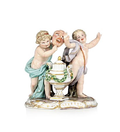 MEISSEN GRUPPO IN PORCELLANA, MEISSEN, XIX SECOLO, raffigurante giochi di...