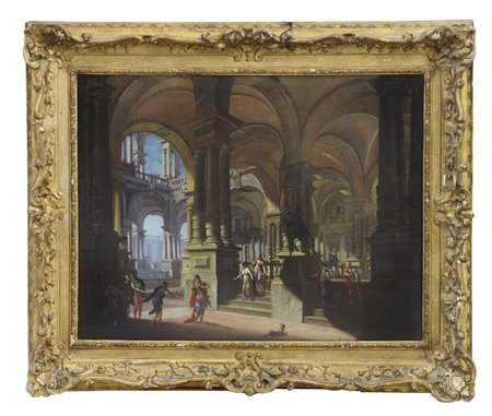 JOLI ANTONIO Modena 1700 - Napoli 1777Capriccio architettonico con Cesare che...
