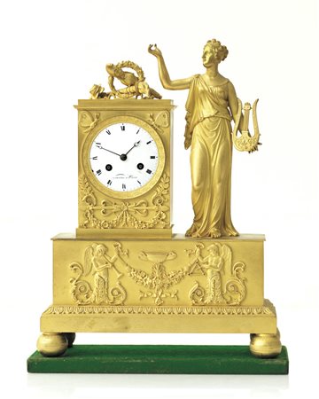 LEMOINE À PARIS PENDOLA DA TAVOLO IMPERO IN BRONZO DORATO, LEMOINE A PARIS,...