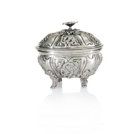 ARGENTI D'EPOCA ZUCCHERIERA CON COPERCHIO IN ARGENTO, TORINO, XVIII SECOLO,...
