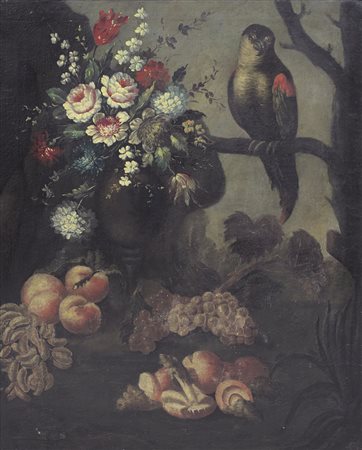 SCUOLA NAPOLETANA DEL XVIII SECOLO Natura morta con vaso di fiori e...