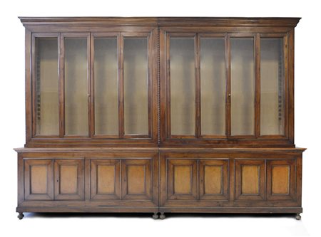 MOBILE DEL XIX SECOLO MOBILE LIBRERIA IN NOCE, LOMBARDIA, XIX SECOLO, a due...