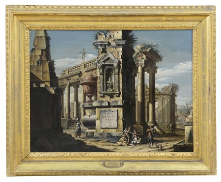 FABRIS JACOPO Venezia 1689 - 1761Capriccio architettonico con rovine...