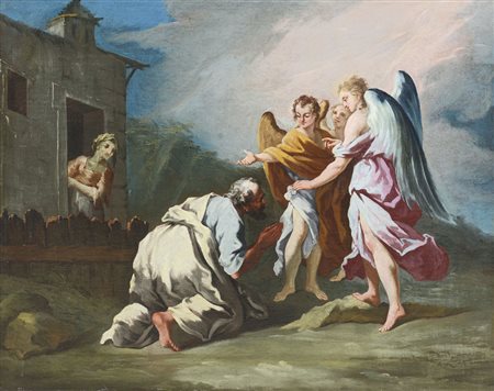 AMIGONI JACOPO Venezia 1675 - Madrid 1752(attribuito a)Abramo e gli angeli...