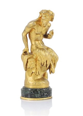 CLESINGER JEAN-BAPTISTE 1814 - 1883FaunoBronzo dorato su base in marmo verde,...