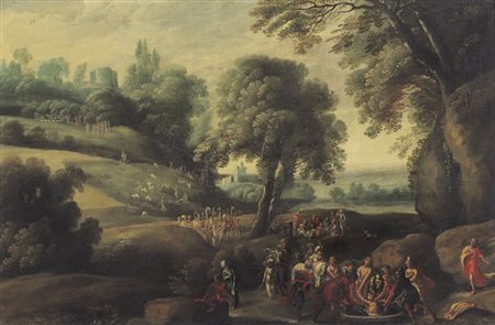 PITTORE FIAMMINGO DEL XVII SECOLO Paesaggio con Giuseppe cacciato dai...