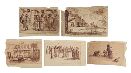GUARDI FRANCESCO Venezia 1712 - 1793(cerchia di)Studi di figure e vedute...