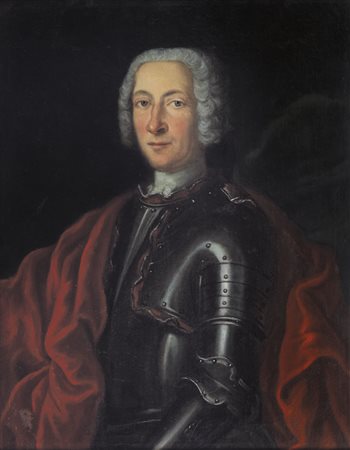 SCUOLA FRANCESE DEL XVIII SECOLO Ritratto di gentiluomo in armatura Olio su...