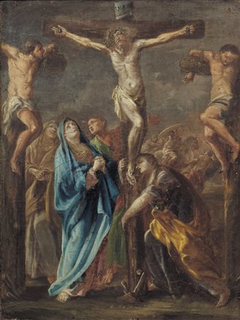 PITTORE PIEMONTESE DEL XVIII SECOLO CrocefissioneOlio su tela, cm 47x36.