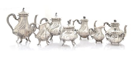 ARGENTI RECENTI SERVIZIO DA TE' E CAFFE' IN ARGENTO, ALESSANDRIA, PUNZONI DEL...