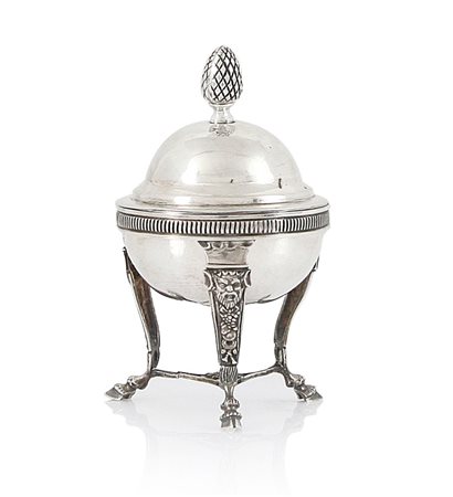 ARGENTI D'EPOCA ZUCCHERIERA CON COPERCHIO IN ARGENTO, VENEZIA, XIX SECOLO,...