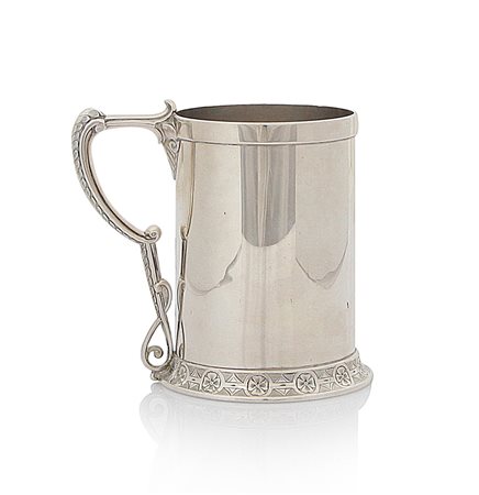 ARGENTI D'EPOCA MUG IN ARGENTO, BIRMINGHAM, 1866, liscio con manico a voluta...