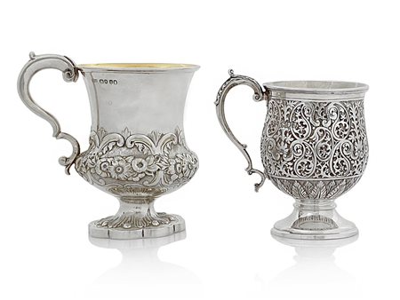 ARGENTI D'EPOCA DUE MUG IN ARGENTO, LONDRA, GUGLIELMO IV, 1837, ARGENTIERE...